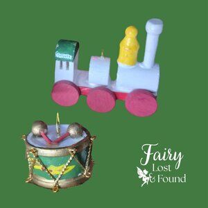 Vintage Wooden Toy Ornaments Train Drum